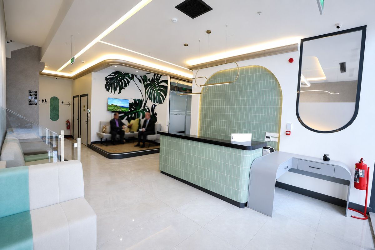 Modern dental clinic waiting lounge